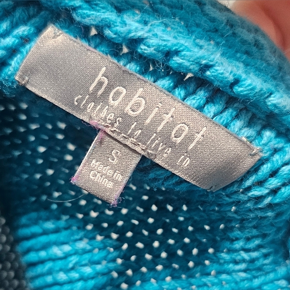 Habitat Women's Cotton Shaker Knit Crew Neck Blue Long Sleeve Sweater Size Small - Picture 10 of 13